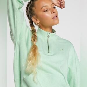 Gymshark Rest Day Sweats 1/2 Zip Pullover Quarter-Zip Sweatshirt, heathered mint